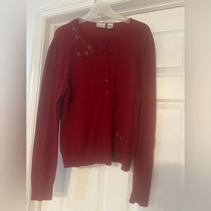 Fashion Bug Red Cardigan with Embroidered Details